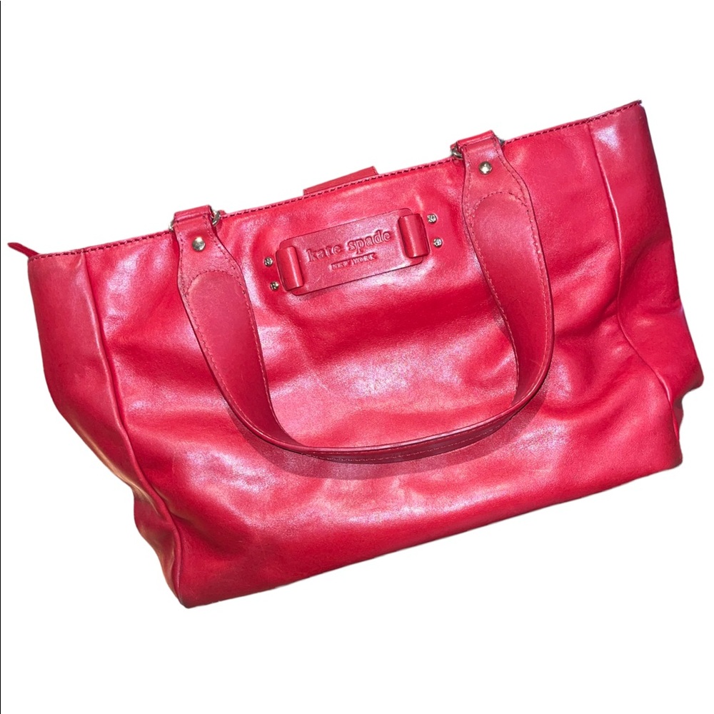 Kate Spade New York Stevie Red Pebbled Leather Hobo Shoulder Bag Satchel Purse